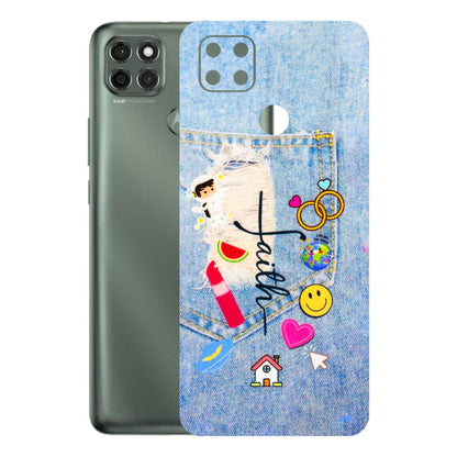 Motorola Phone Skins (All Models) - Denim Jeans Pocket - 3D Embossed Finish (L-134) Motorola Moto G9 Power