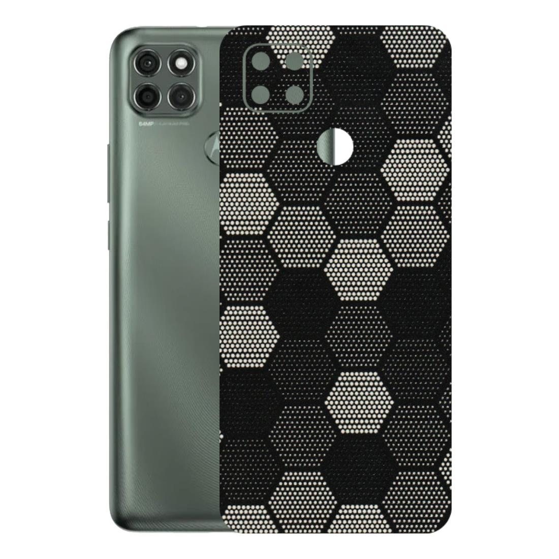 Motorola Phone Skins (All Models) - Black & White Dotted Honeycomb Texture - 3D Embossed Finish (L-202) Motorola Moto G9 Power