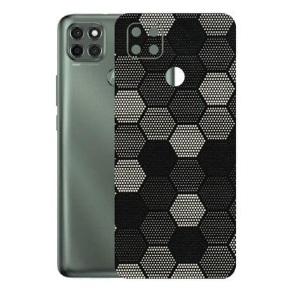 Motorola Phone Skins (All Models) - Black & White Dotted Honeycomb Texture - 3D Embossed Finish (L-202) Motorola Moto G9 Power