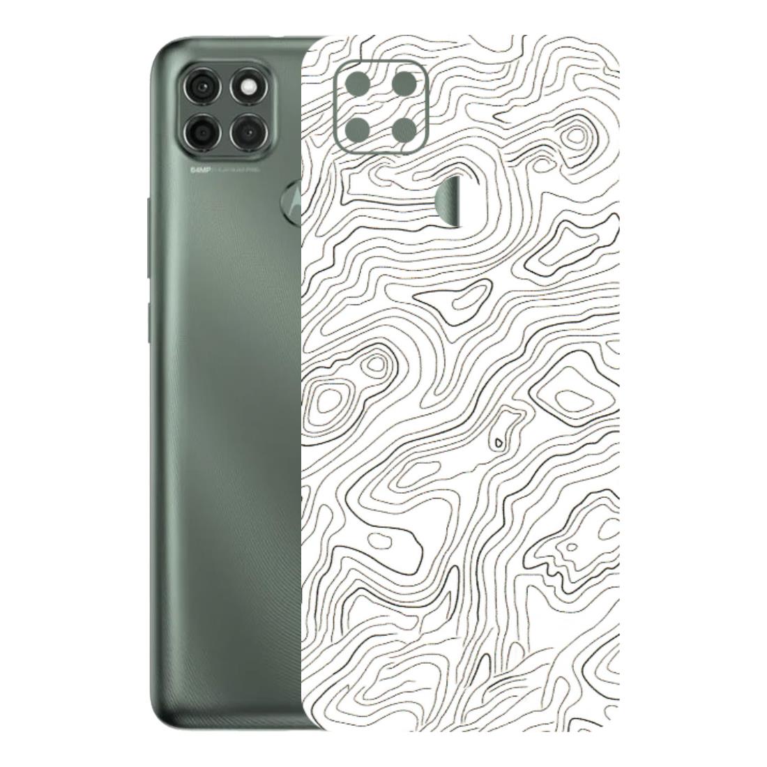 Motorola Phone Skins (All Models) - White Black Swirls - 3D Embossed Finish (L-219) Motorola Moto G9 Power