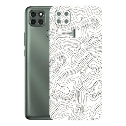 Motorola Phone Skins (All Models) - White Black Swirls - 3D Embossed Finish (L-219) Motorola Moto G9 Power