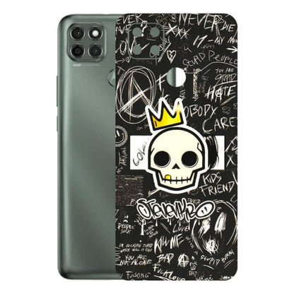 Motorola Phone Skins (All Models) - Funny Skull Black Chalk Grafitti - 3D Embossed Finish (L-22) Motorola Moto G9 Power