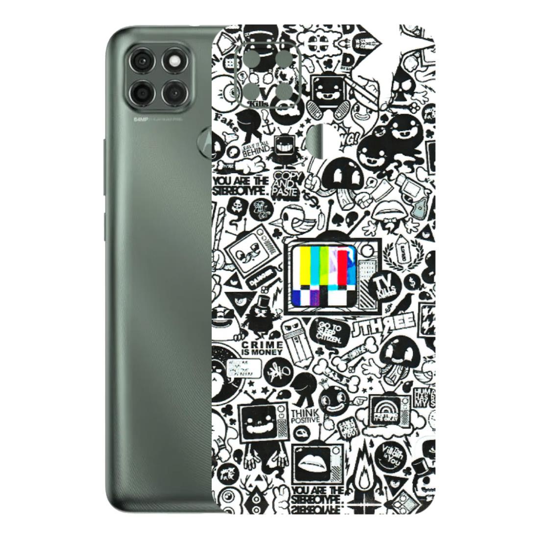 Motorola Phone Skins (All Models) - Doodles Positive Art - 3D Embossed Finish (L-263) Motorola Moto G9 Power