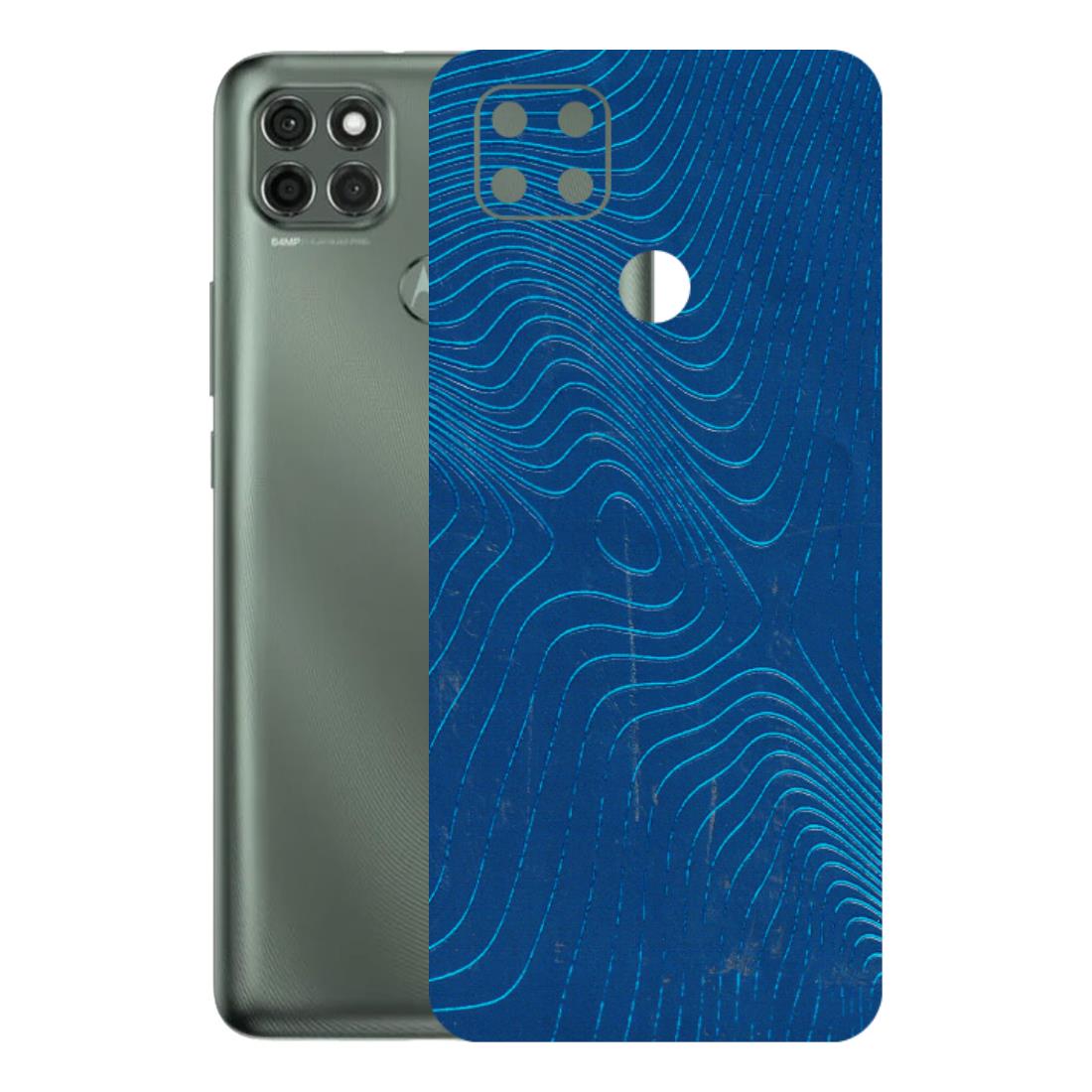 Motorola Phone Skins (All Models) - Abstract Blue Line Map - 3D Embossed Finish (L-272) Motorola Moto G9 Power