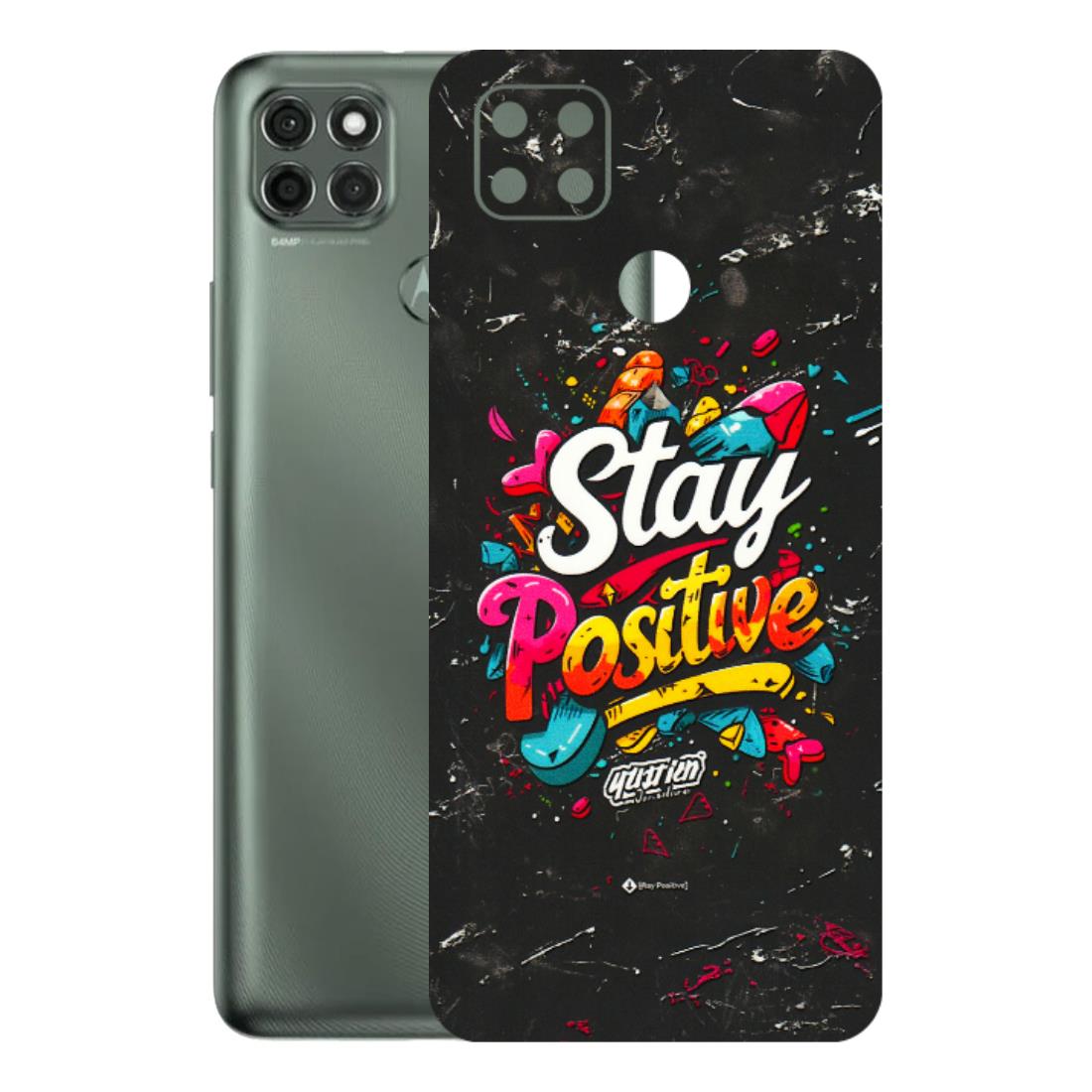 Motorola Phone Skins (All Models) - Stay Positive Black - 3D Embossed Finish (L-31) Motorola Moto G9 Power