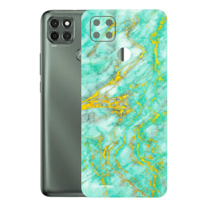 Motorola Phone Skins (All Models) - Green And Gold Marble Feel - Matte Finish (M-16) Motorola Moto G9 Power