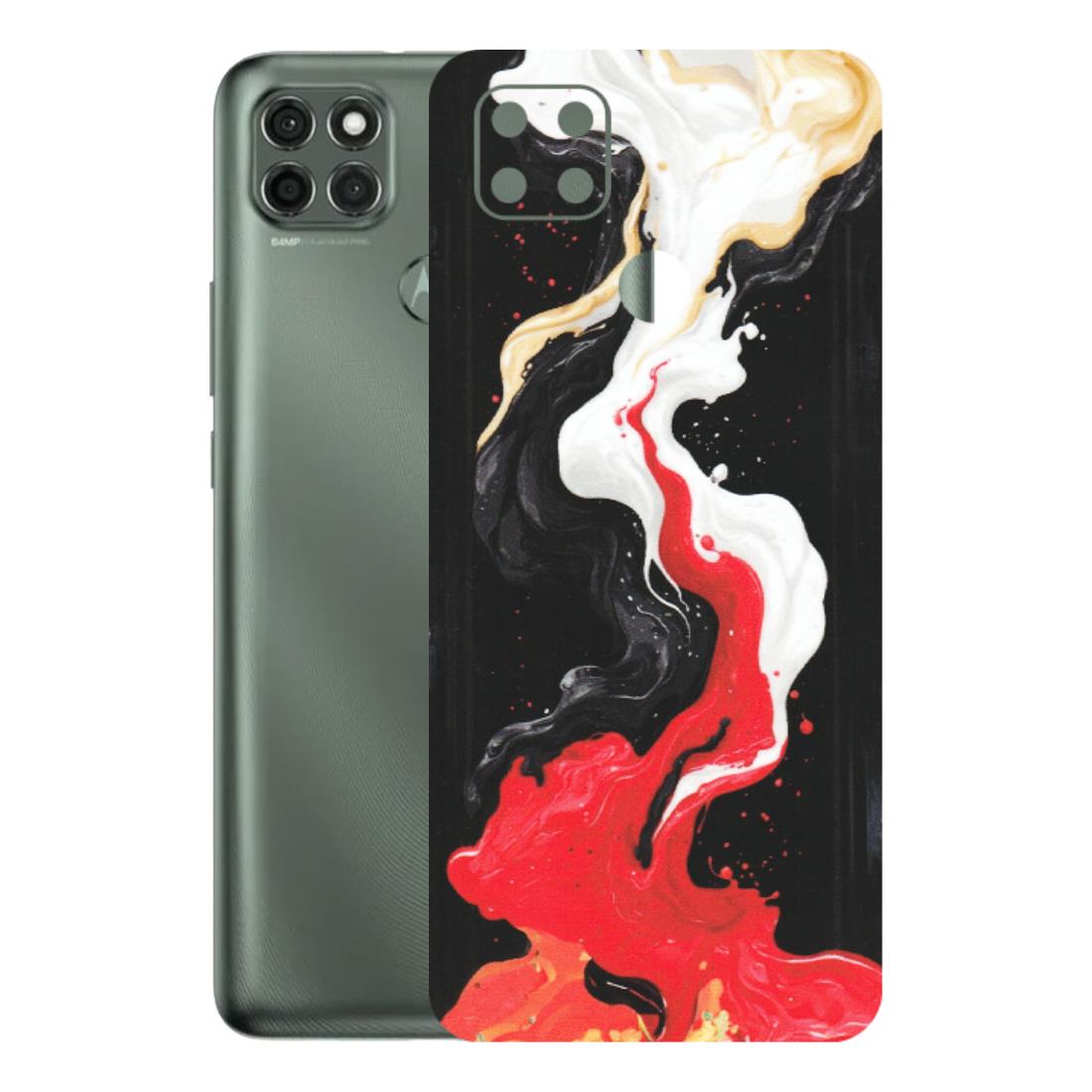 Motorola Phone Skins (All Models) - Black Red White Paint Splash Fusion - Matte Finish (M-56) Motorola Moto G9 Power