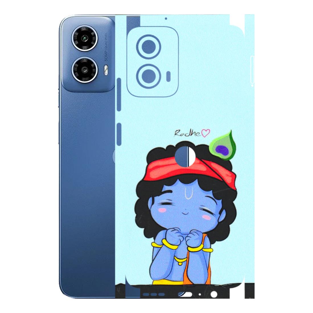 Motorola Phone Skins (All Models) - Radhe Radhe Cute Toon - 3D Embossed Finish (L-05) Motorola Moto G 34 (5G)