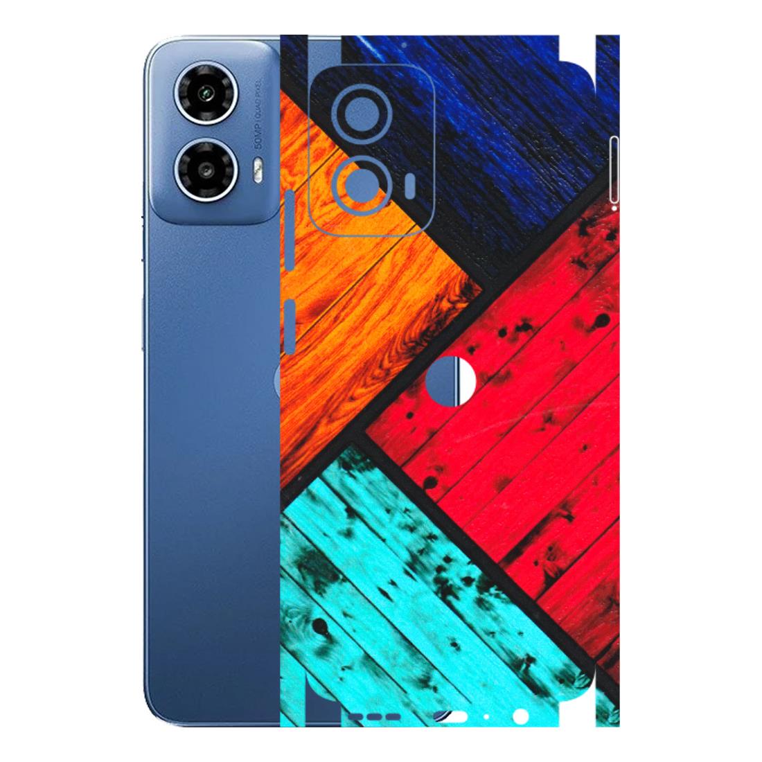 Motorola Phone Skins (All Models) - Colourful Wood Panels Abstract - 3D Embossed Finish (L-09) Motorola Moto G 34 (5G)