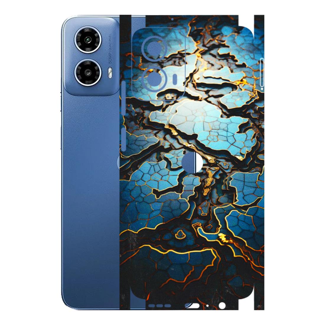 Motorola Phone Skins (All Models) - Blue Gold Abstract - 3D Embossed Finish (L-11) Motorola Moto G 34 (5G)