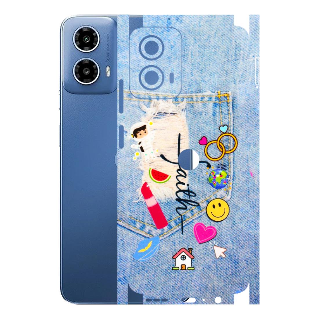 Motorola Phone Skins (All Models) - Denim Jeans Pocket - 3D Embossed Finish (L-134) Motorola Moto G 34 (5G)