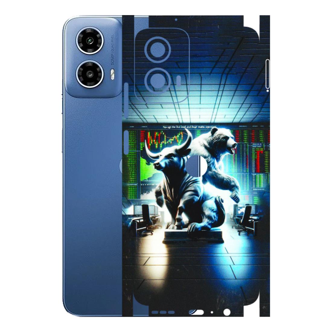 Motorola Phone Skins (All Models) - Stock Market Sensex Bear vs Bulls - 3D Embossed Finish (L-15) Motorola Moto G 34 (5G)