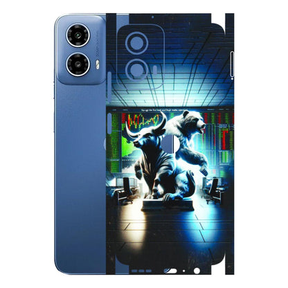Motorola Phone Skins (All Models) - Stock Market Sensex Bear vs Bulls - 3D Embossed Finish (L-15) Motorola Moto G 34 (5G)