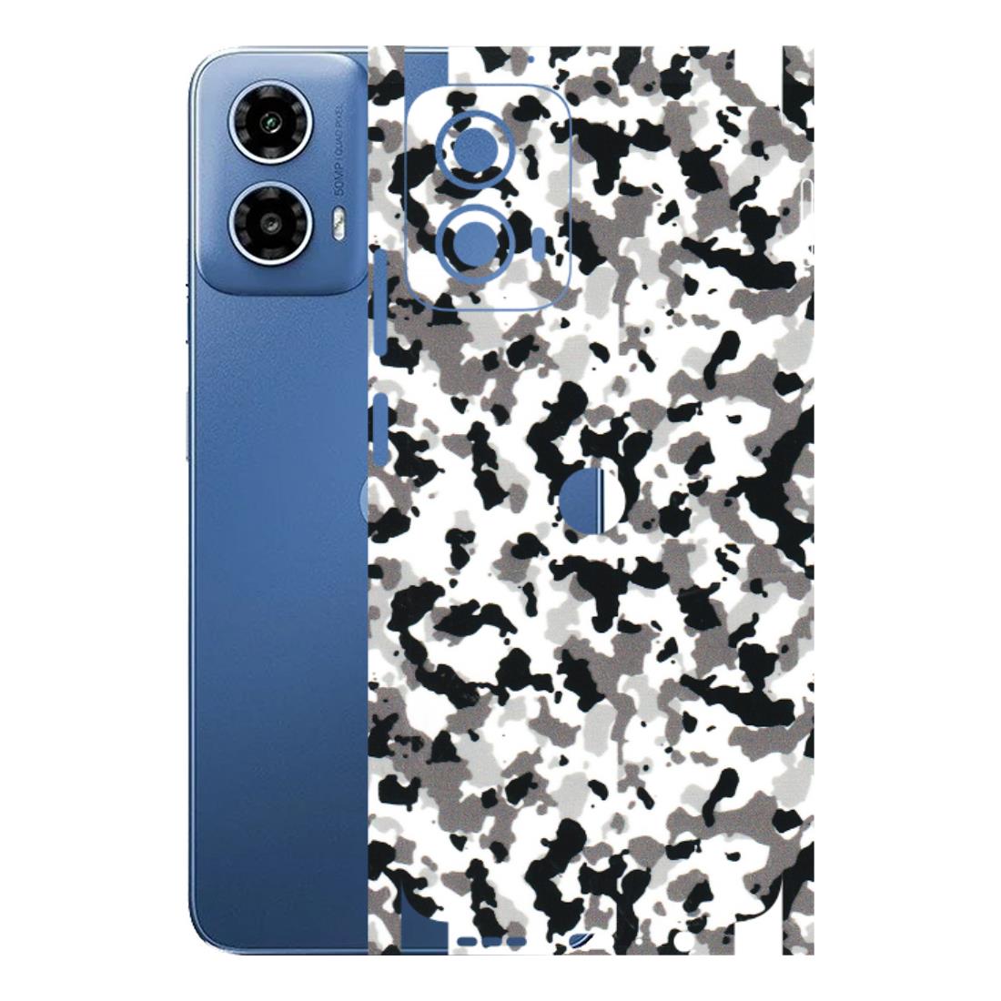 Motorola Phone Skins (All Models) - White Black Camouflage - 3D Embossed Finish (L-18) Motorola Moto G 34 (5G)