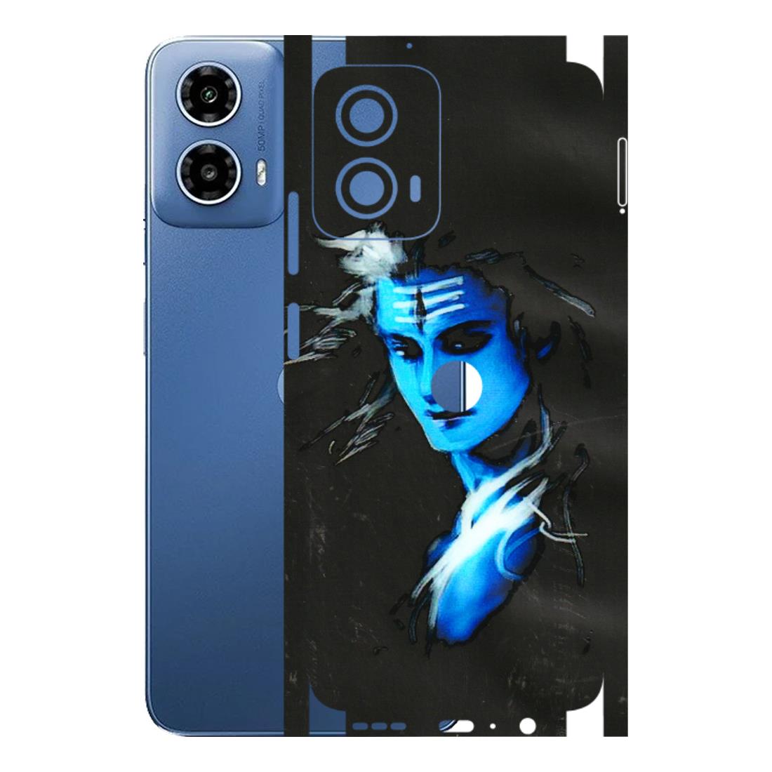 Motorola Phone Skins (All Models) - Har Har Mahadev Blue/Black - 3D Embossed Finish (L-185) Motorola Moto G 34 (5G)