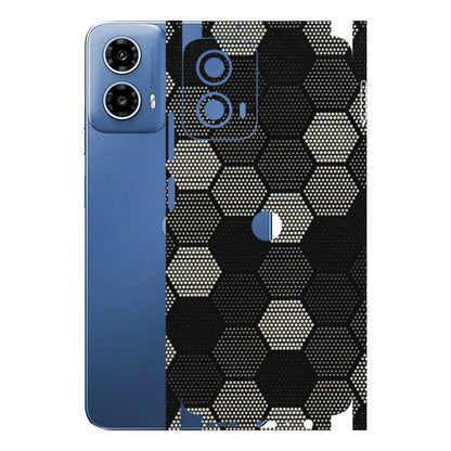 Motorola Phone Skins (All Models) - Black & White Dotted Honeycomb Texture - 3D Embossed Finish (L-202) Motorola Moto G 34 (5G)