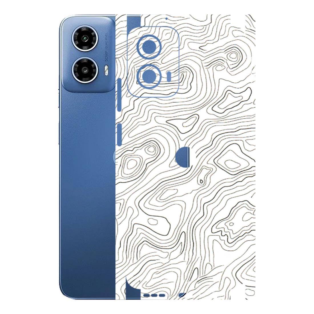 Motorola Phone Skins (All Models) - White Black Swirls - 3D Embossed Finish (L-219) Motorola Moto G 34 (5G)