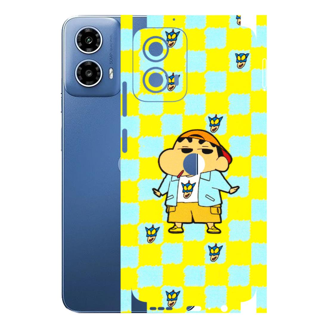Motorola Phone Skins (All Models) - Yellow Blue Shinchan Cute - 3D Embossed Finish (L-221) Motorola Moto G 34 (5G)