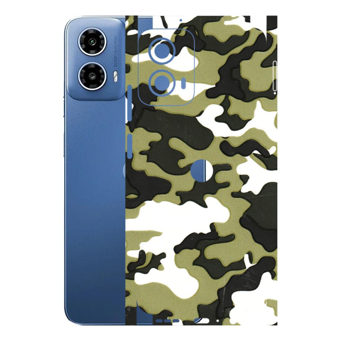 Motorola Phone Skins (All Models) - Camouflages White And Green - 3D Embossed Finish (L-243) Motorola Moto G 34 (5G)