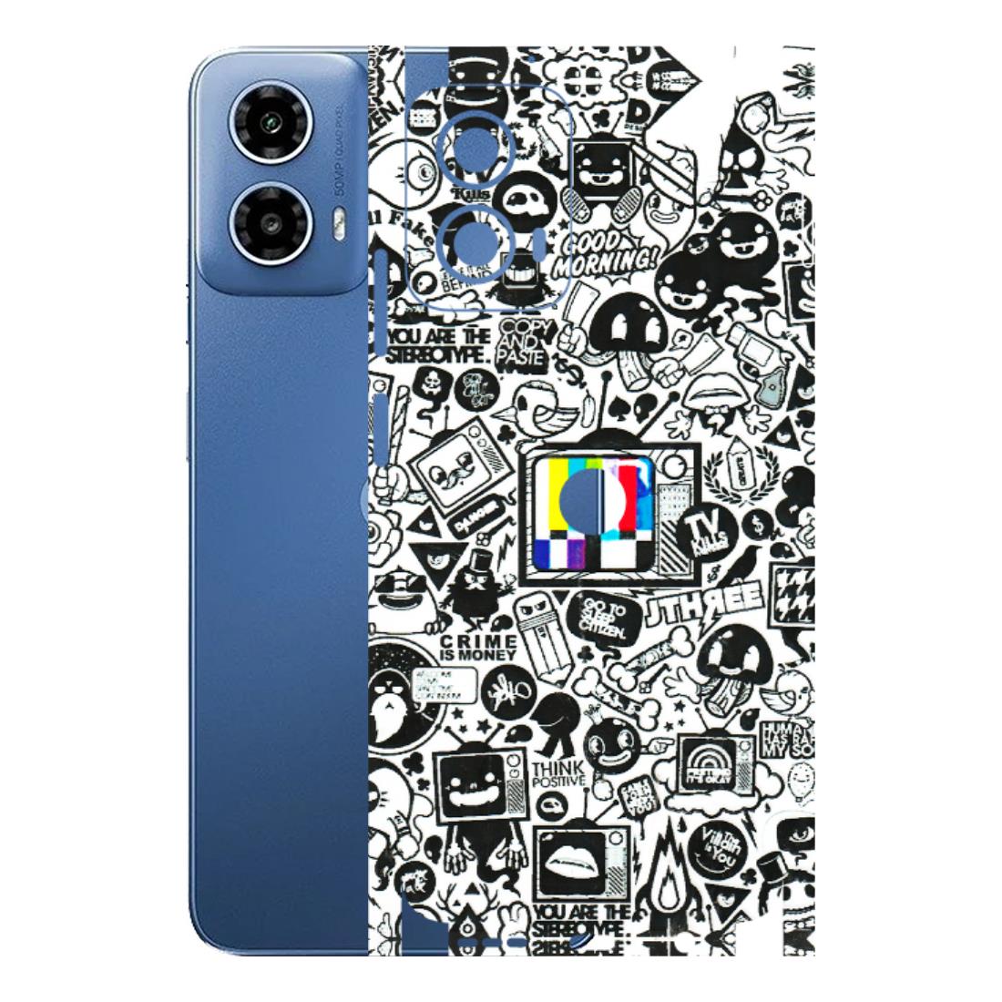 Motorola Phone Skins (All Models) - Doodles Positive Art - 3D Embossed Finish (L-263) Motorola Moto G 34 (5G)