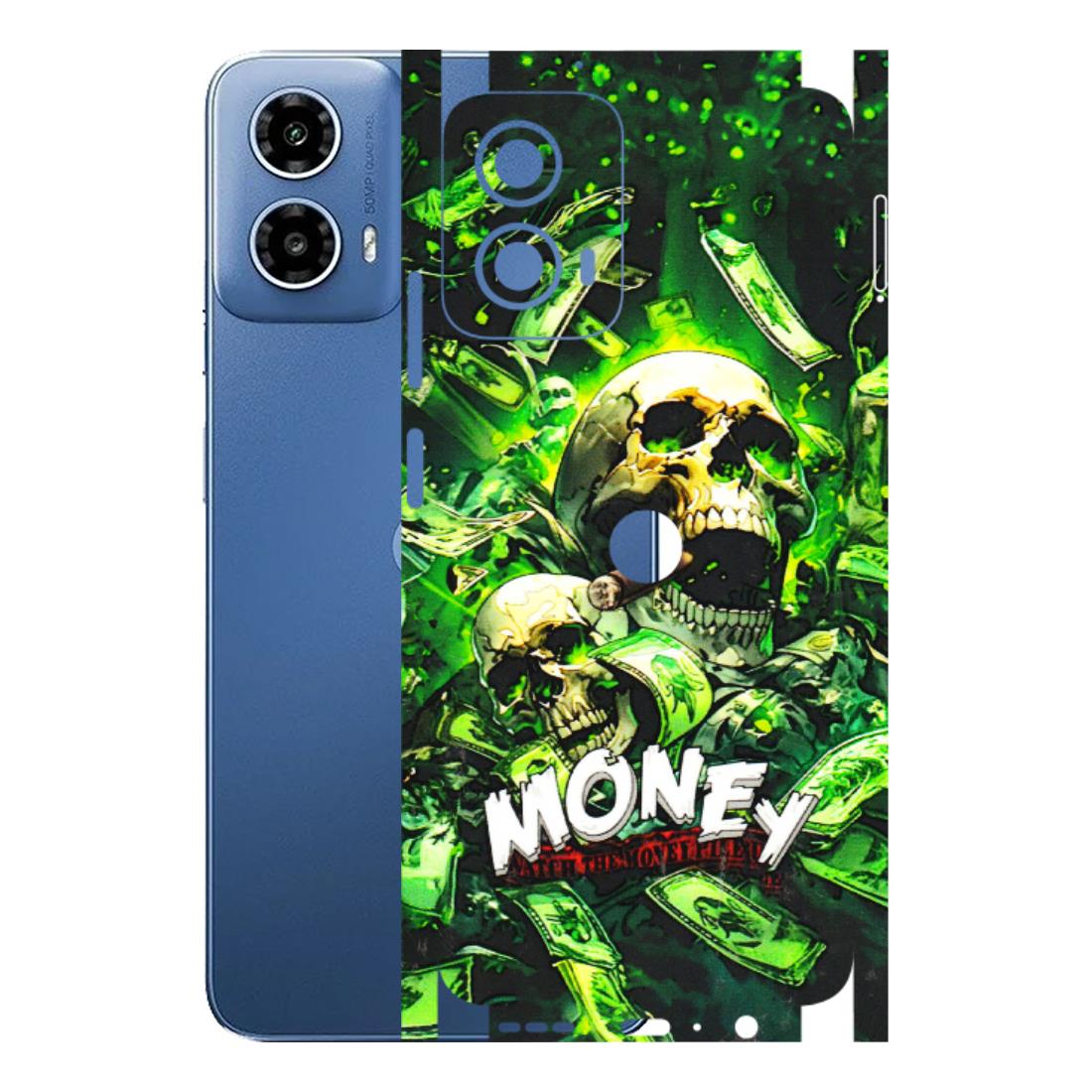 Motorola Phone Skins (All Models) - Skull Money - 3D Embossed Finish (L-303) Motorola Moto G 34 (5G)