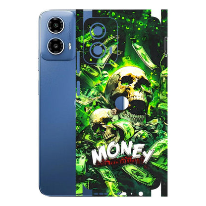 Motorola Phone Skins (All Models) - Skull Money - 3D Embossed Finish (L-303) Motorola Moto G 34 (5G)