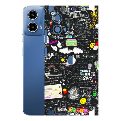 Motorola Phone Skins (All Models) - Black Creatives Doodles - 3D Embossed Finish (L-311) Motorola Moto G 34 (5G)