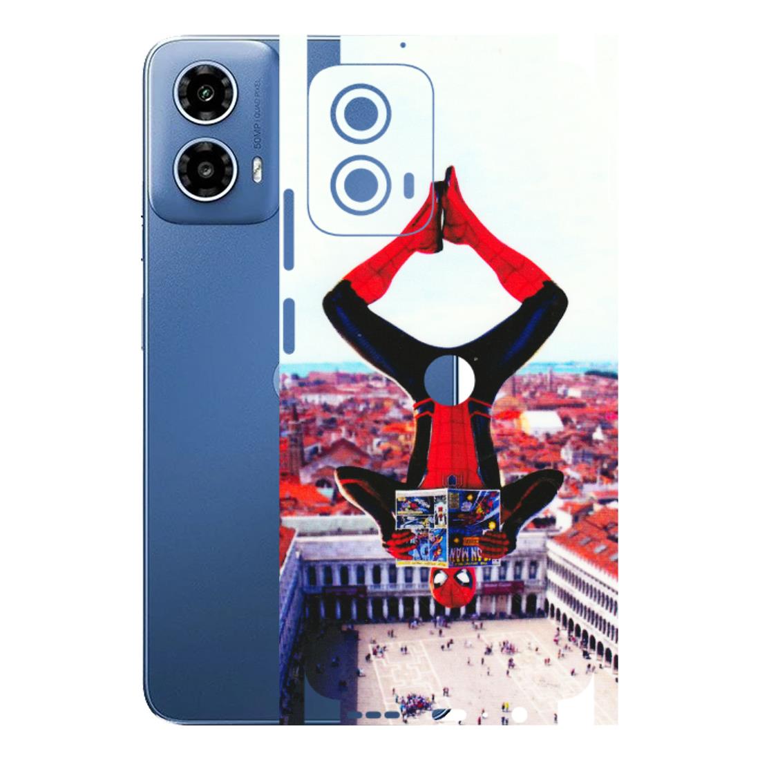 Motorola Phone Skins (All Models) - Spiderman Hanging - 3D Embossed Finish (L-53) Motorola Moto G 34 (5G)