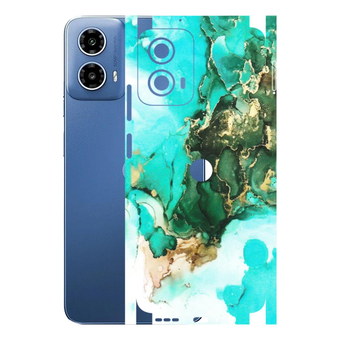 Motorola Phone Skins (All Models) - The Blue Gold Marble - Matte Finish (M-124) Motorola Moto G 34 (5G)