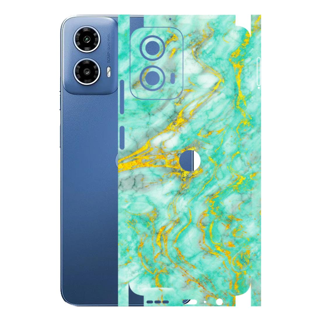 Motorola Phone Skins (All Models) - Green And Gold Marble Feel - Matte Finish (M-16) Motorola Moto G 34 (5G)