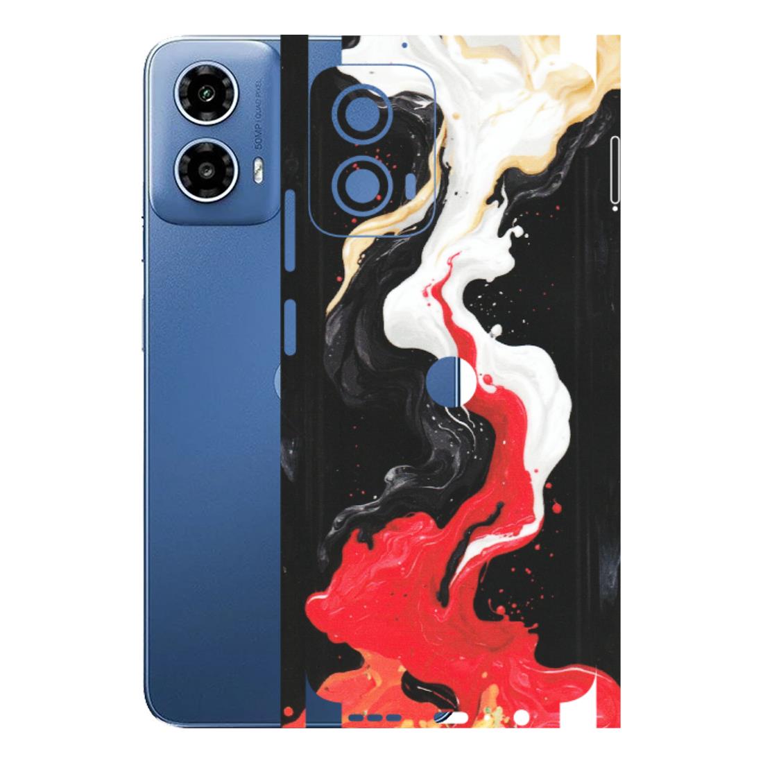 Motorola Phone Skins (All Models) - Black Red White Paint Splash Fusion - Matte Finish (M-56) Motorola Moto G 34 (5G)