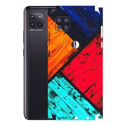 Motorola Phone Skins (All Models) - Colourful Wood Panels Abstract - 3D Embossed Finish (L-09) Motorola Moto G (5G)