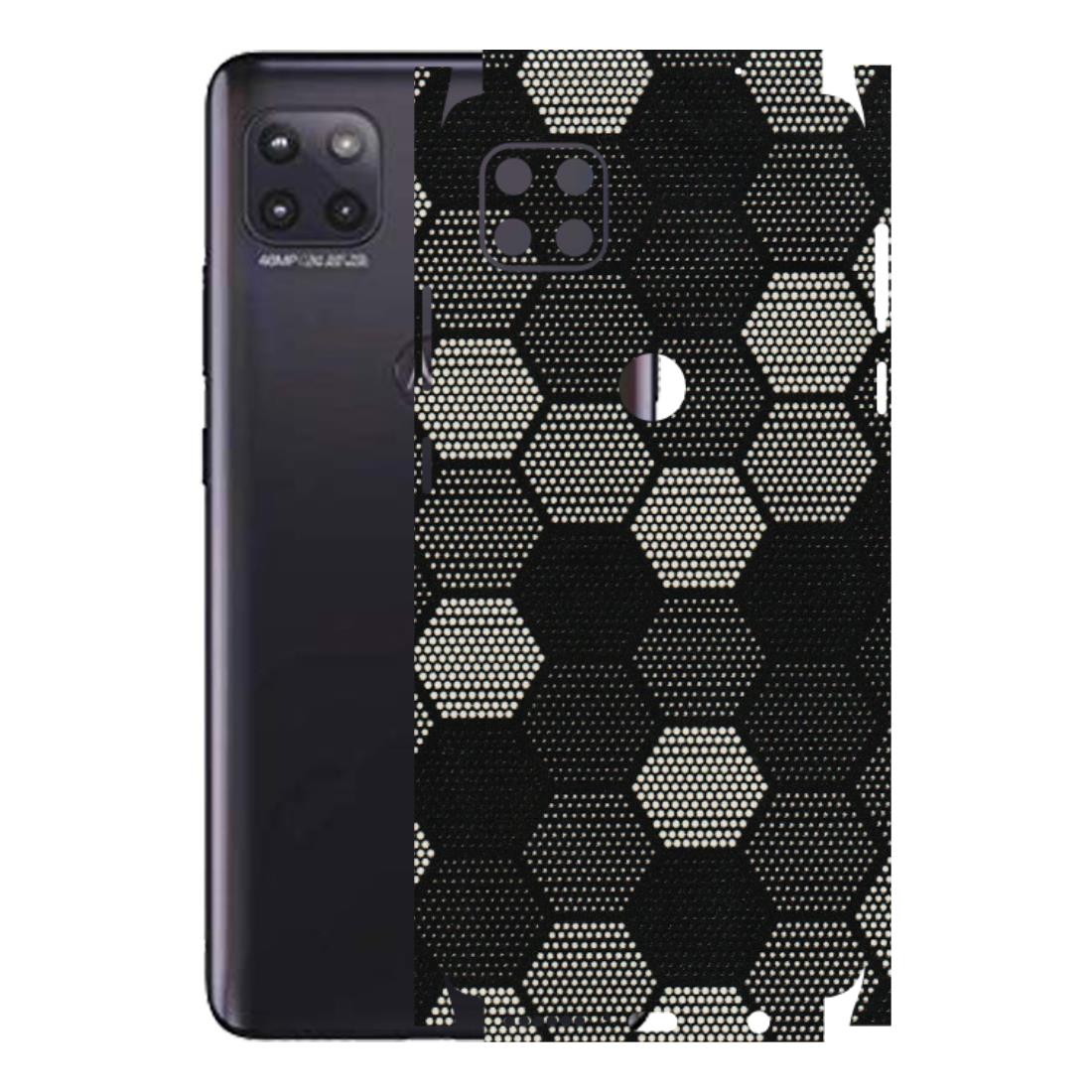 Motorola Phone Skins (All Models) - Black & White Dotted Honeycomb Texture - 3D Embossed Finish (L-202) Motorola Moto G (5G)