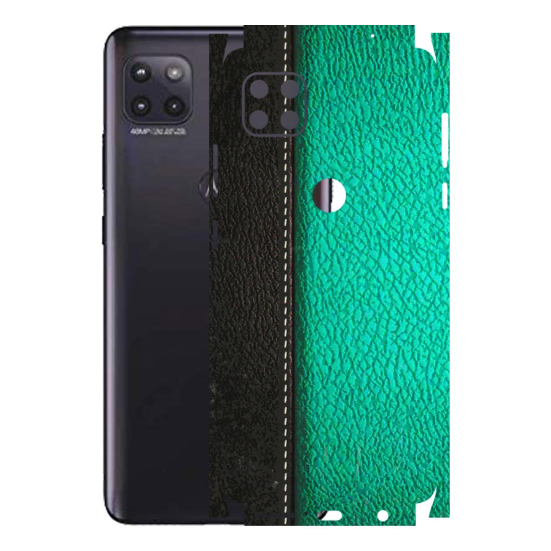Motorola Phone Skins (All Models) - Black Green Dual Leather Stich - 3D Embossed Finish (L-233) Motorola Moto G (5G)