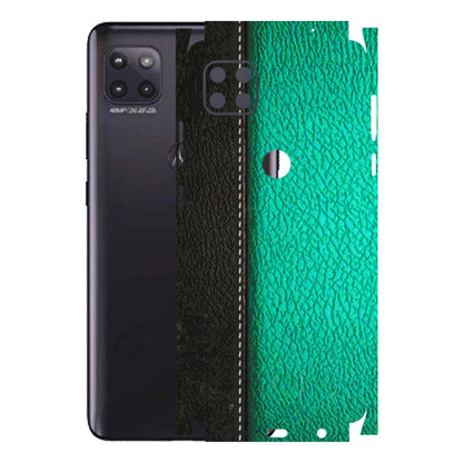 Motorola Phone Skins (All Models) - Black Green Dual Leather Stich - 3D Embossed Finish (L-233) Motorola Moto G (5G)