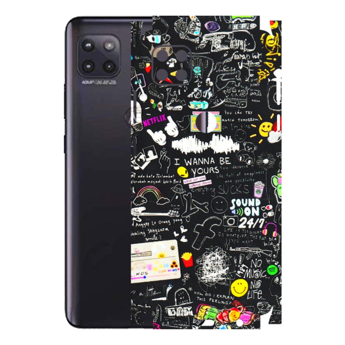 Motorola Phone Skins (All Models) - Black Creatives Doodles - 3D Embossed Finish (L-311) Motorola Moto G (5G)
