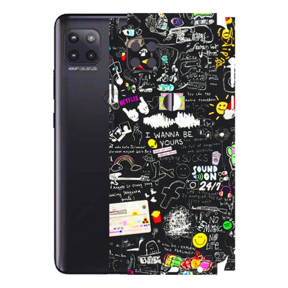 Motorola Phone Skins (All Models) - Black Creatives Doodles - 3D Embossed Finish (L-311) Motorola Moto G (5G)