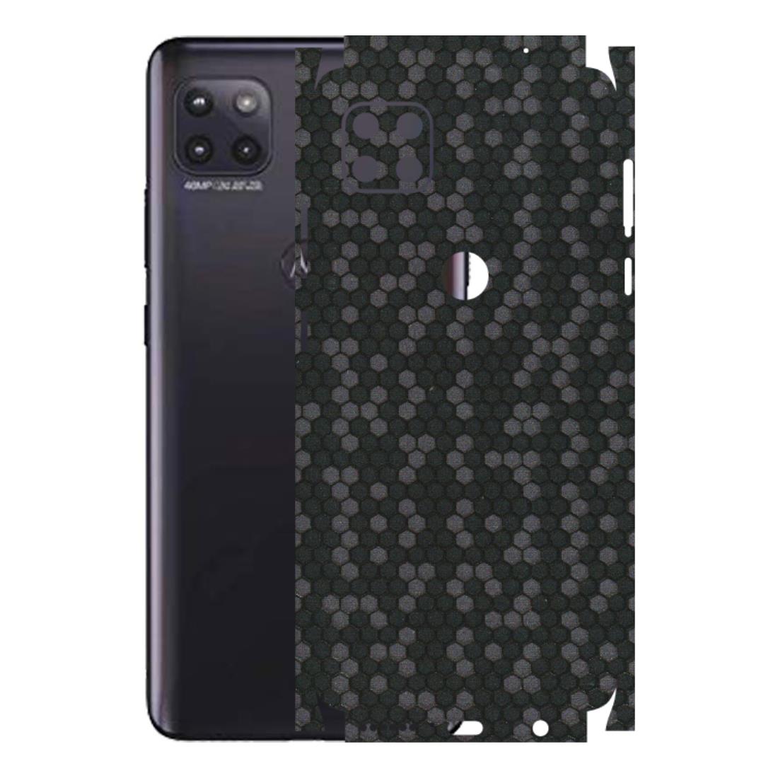 Motorola Phone Skins (All Models) - Black Grey Honeycomb Sober - 3D Embossed Finish (L-85) Motorola Moto G (5G)