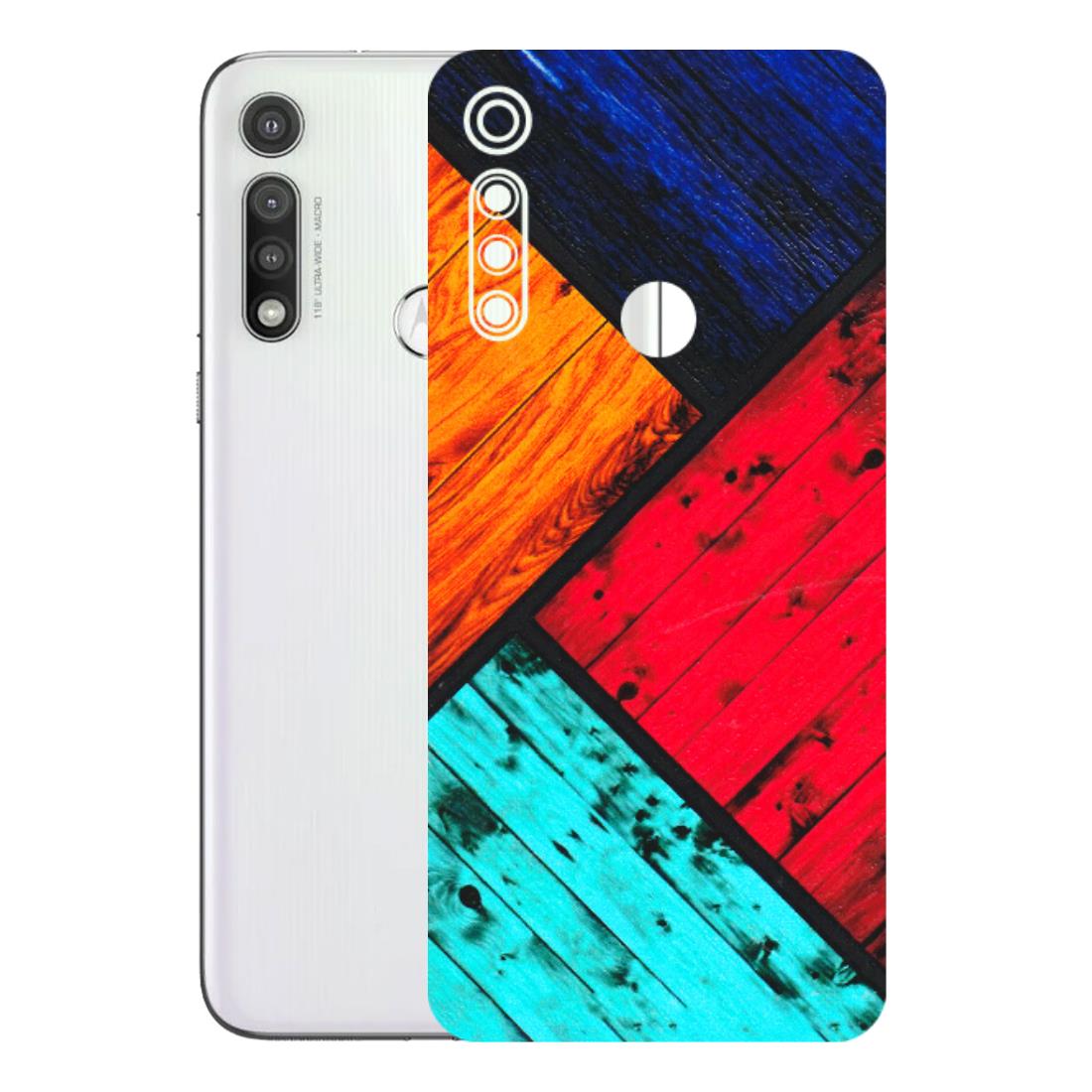 Motorola Phone Skins (All Models) - Colourful Wood Panels Abstract - 3D Embossed Finish (L-09) Motorola Moto G Fast