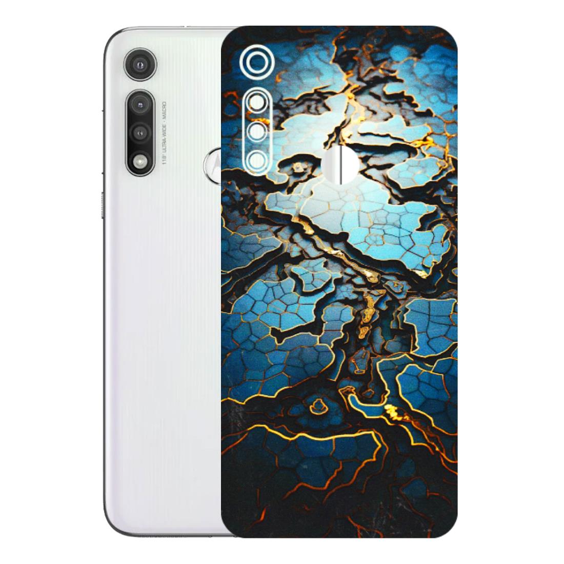 Motorola Phone Skins (All Models) - Blue Gold Abstract - 3D Embossed Finish (L-11) Motorola Moto G Fast