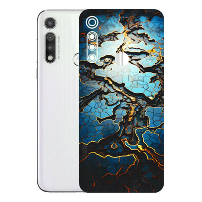 Motorola Phone Skins (All Models) - Blue Gold Abstract - 3D Embossed Finish (L-11) Motorola Moto G Fast