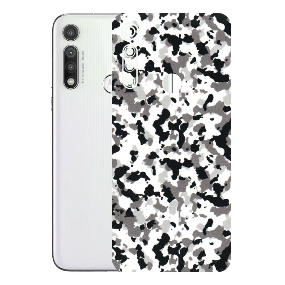 Motorola Phone Skins (All Models) - White Black Camouflage - 3D Embossed Finish (L-18) Motorola Moto G Fast