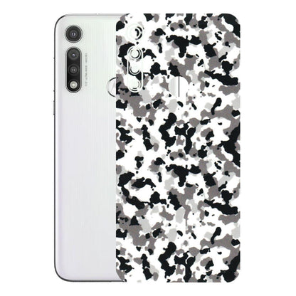 Motorola Phone Skins (All Models) - White Black Camouflage - 3D Embossed Finish (L-18) Motorola Moto G Fast