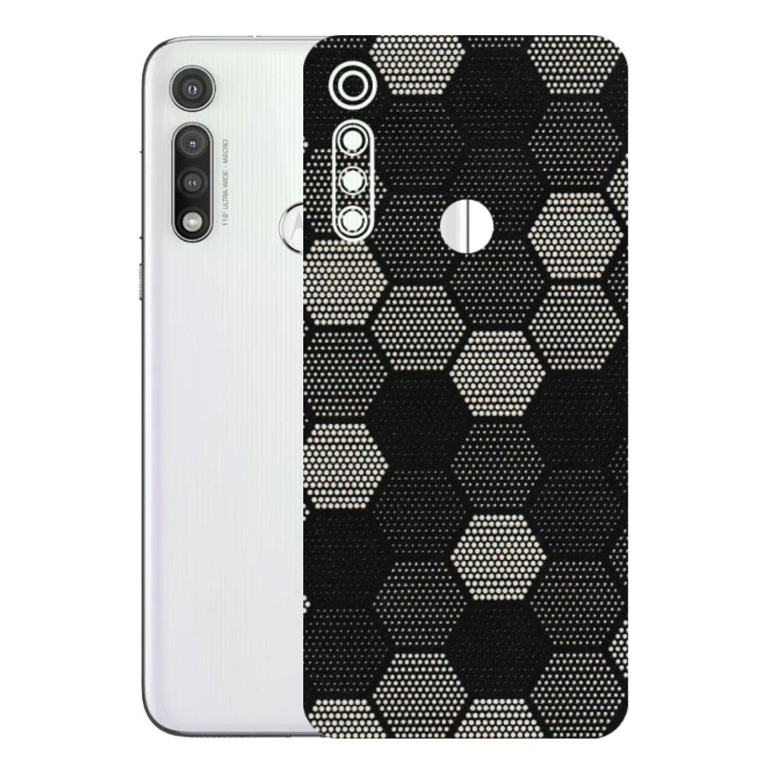 Motorola Phone Skins (All Models) - Black & White Dotted Honeycomb Texture - 3D Embossed Finish (L-202) Motorola Moto G Fast