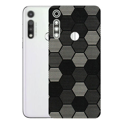 Motorola Phone Skins (All Models) - Black & White Dotted Honeycomb Texture - 3D Embossed Finish (L-202) Motorola Moto G Fast