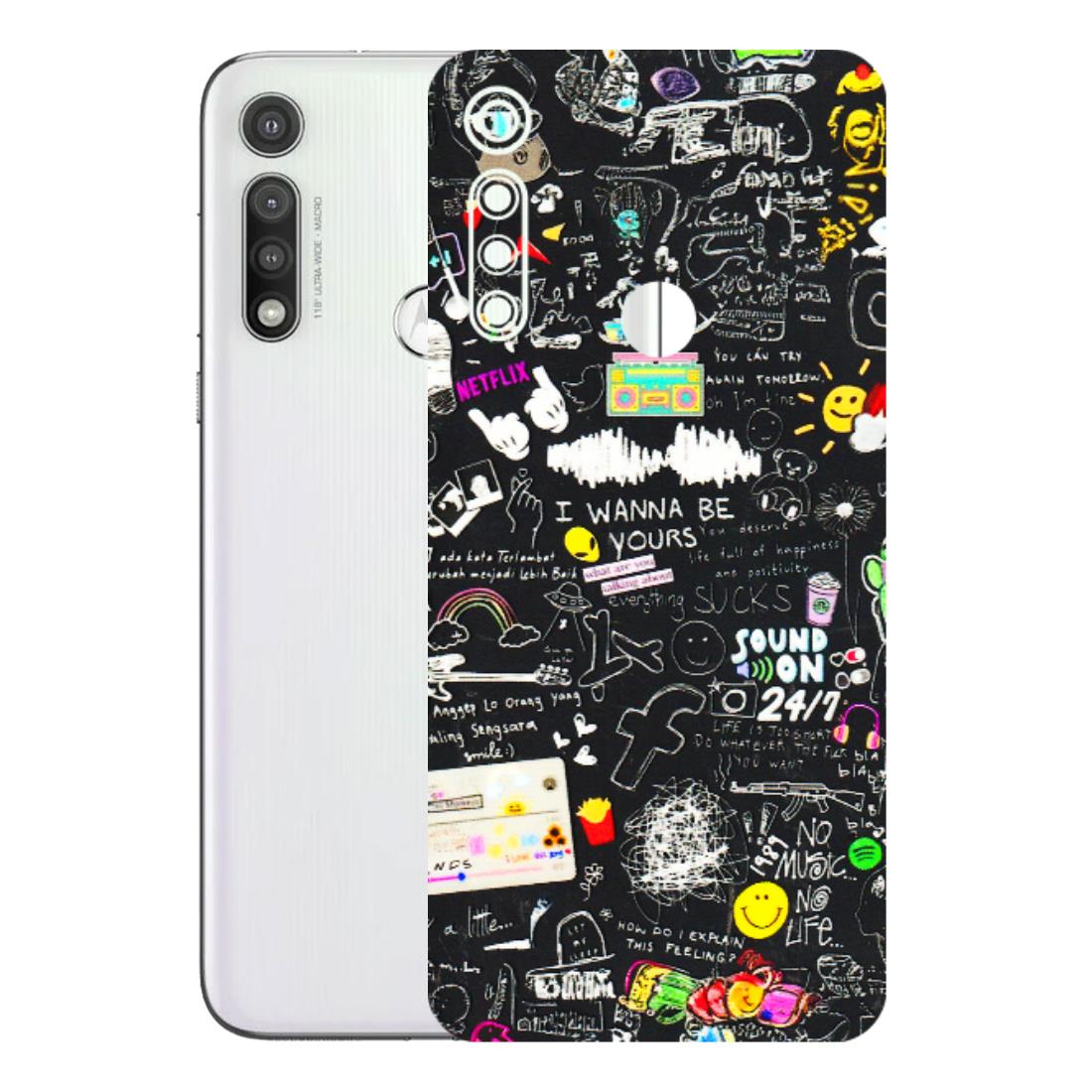 Motorola Phone Skins (All Models) - Black Creatives Doodles - 3D Embossed Finish (L-311) Motorola Moto G Fast