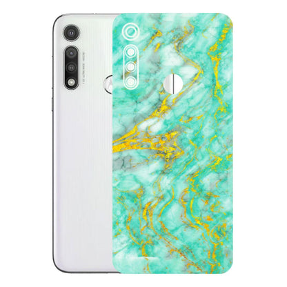 Motorola Phone Skins (All Models) - Green And Gold Marble Feel - Matte Finish (M-16) Motorola Moto G Fast