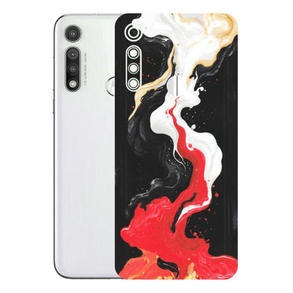 Motorola Phone Skins (All Models) - Black Red White Paint Splash Fusion - Matte Finish (M-56) Motorola Moto G Fast