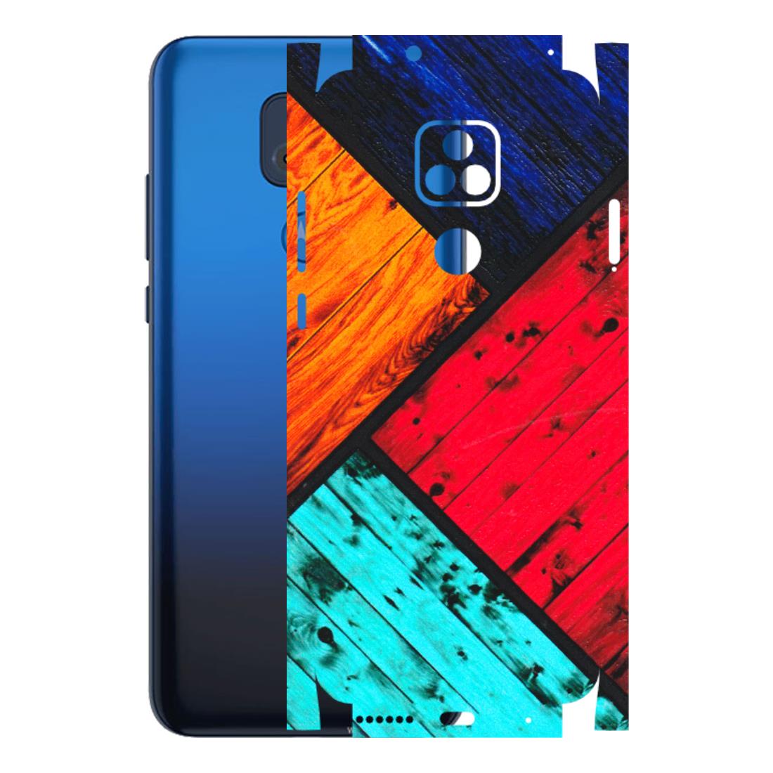 Motorola Phone Skins (All Models) - Colourful Wood Panels Abstract - 3D Embossed Finish (L-09) Motorola Moto G Play