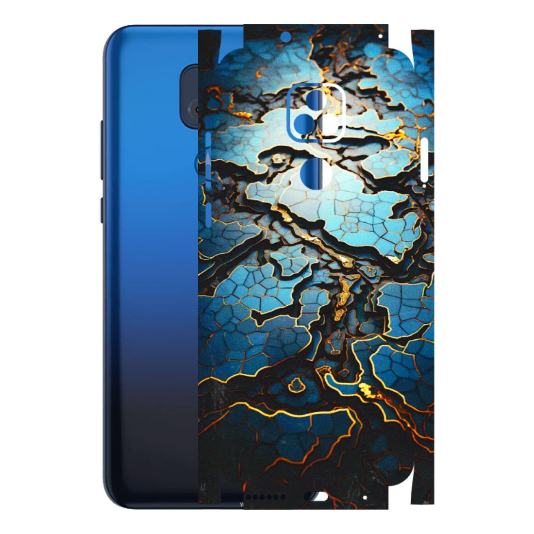 Motorola Phone Skins (All Models) - Blue Gold Abstract - 3D Embossed Finish (L-11) Motorola Moto G Play